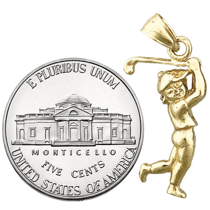 14K Gold 3D Golfer Charm