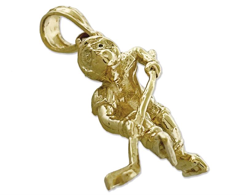 14K Gold 3D Hockey Player Charm