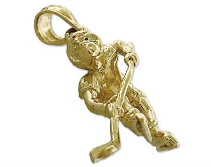 14K Gold 3D Hockey Player Charm