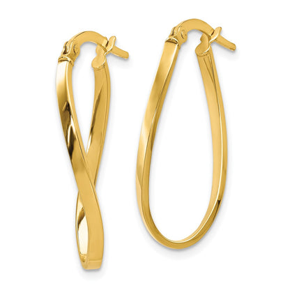 14K Yellow Gold Polished Oval Hoop Earrings