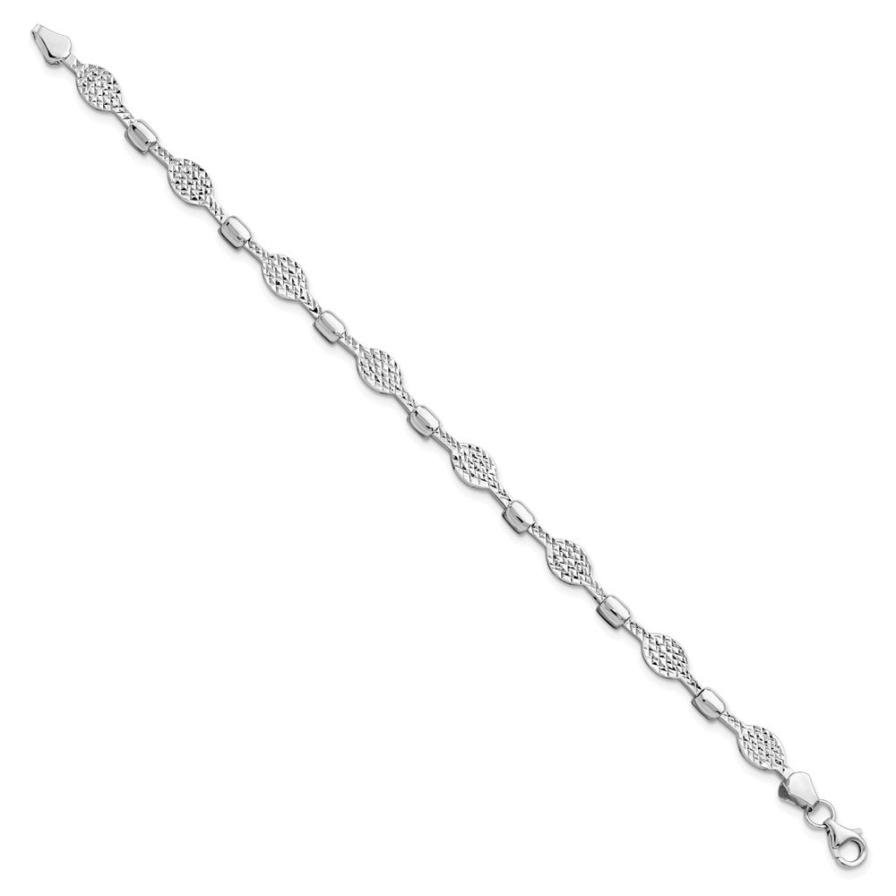 14K White Gold Diamond Cut Bracelet