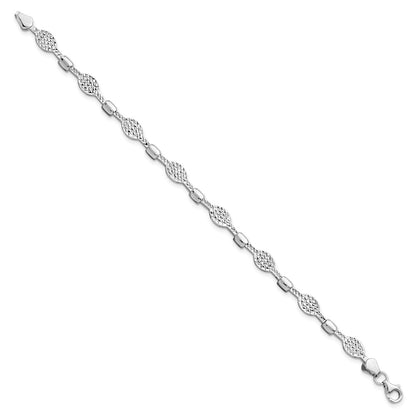 14K White Gold Diamond Cut Bracelet