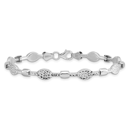 14K White Gold Diamond Cut Bracelet