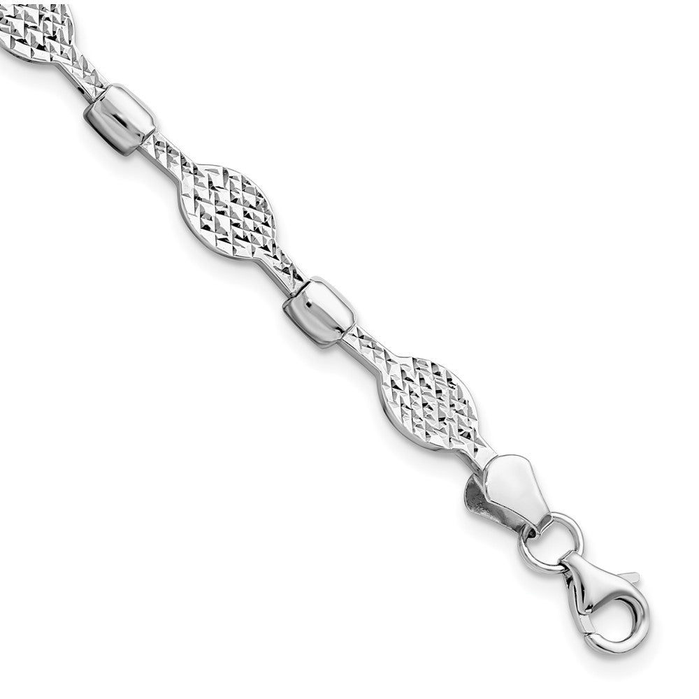 14K White Gold Diamond Cut Bracelet