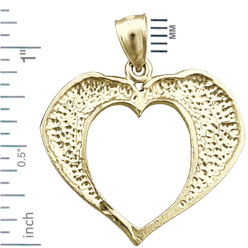 14K Gold Two Eagles Heart Designer Pendant