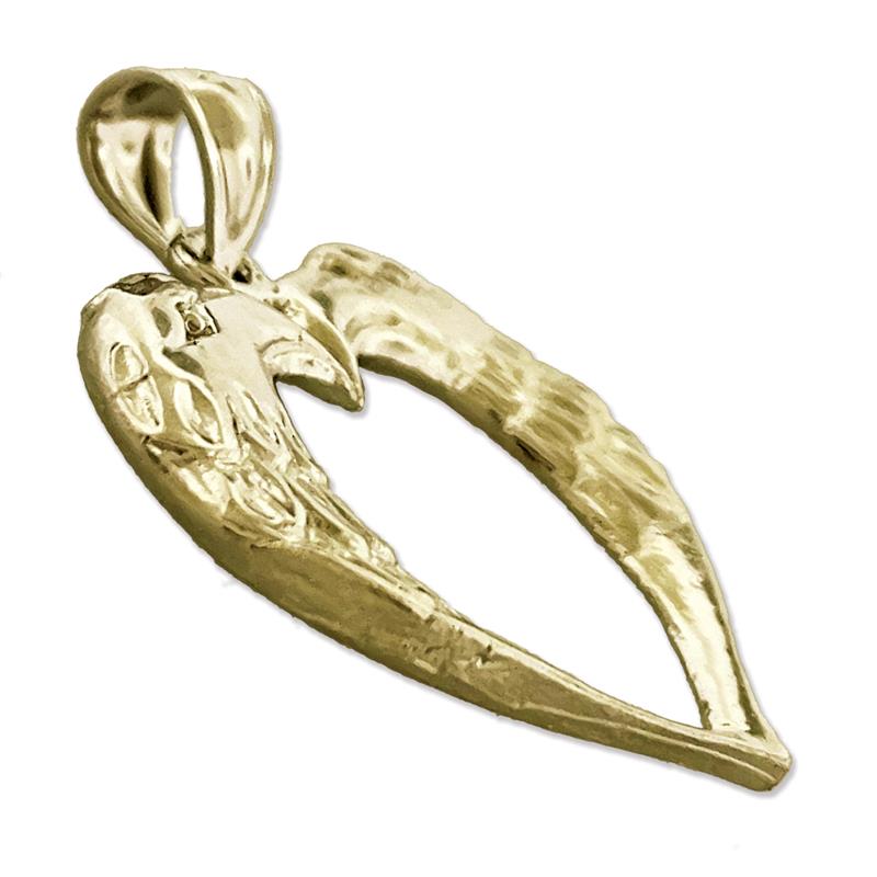 14K Gold Two Eagles Heart Designer Pendant