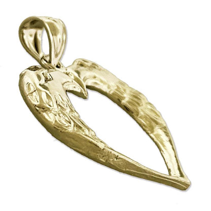 14K Gold Two Eagles Heart Designer Pendant