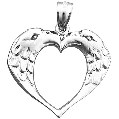 14K Gold Two Eagles Heart Designer Pendant