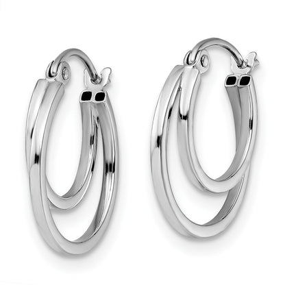 14K White Gold Polished Hinged Hoop Earrings