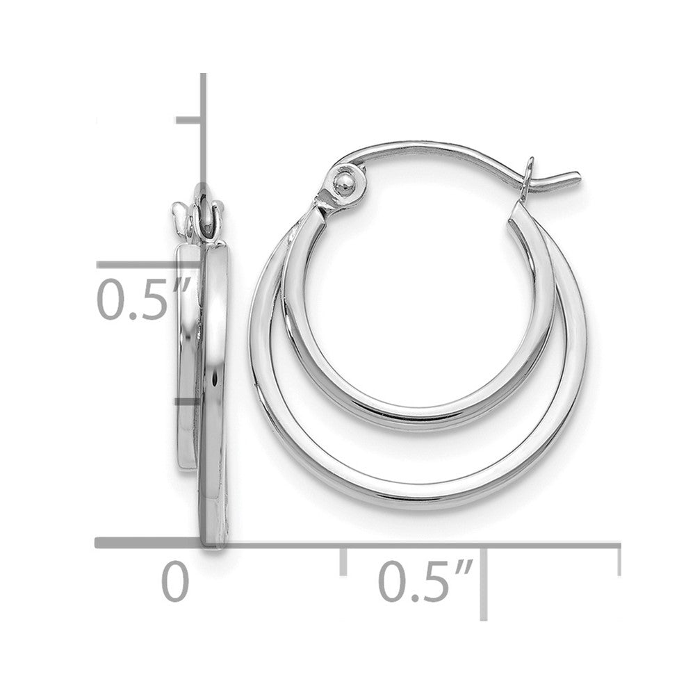 14K White Gold Polished Hinged Hoop Earrings