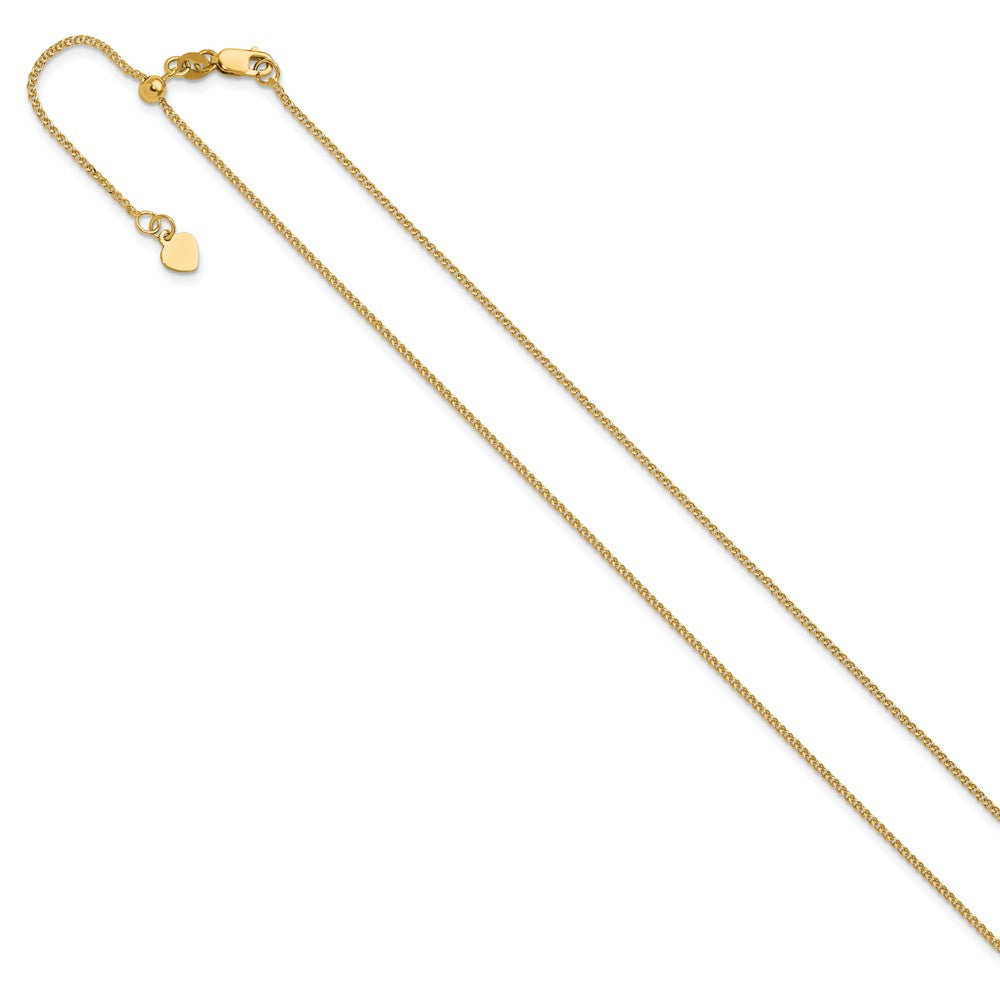 22 Inch 14K Yellow Gold Adjustable 1.2 mm D/C Double Curb Chain Necklace