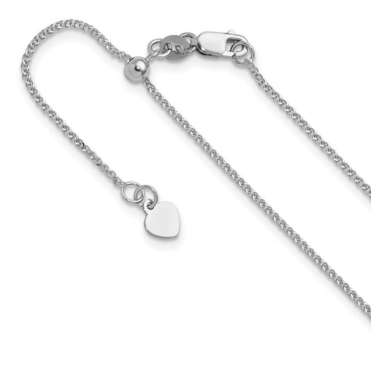 3 Inch 14K White Gold Adjustable 1.2 mm D/C Double Curb Chain Necklace
