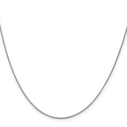 2 Inch 14K White Gold .7mm Box With Lobster Clasp Chain Necklace