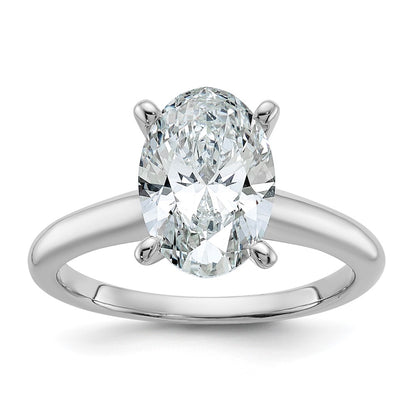 14K White Gold 2 1/2 carat Lab Grown Diamond VS+ F+ Oval Complete Solitaire Engagement Ring