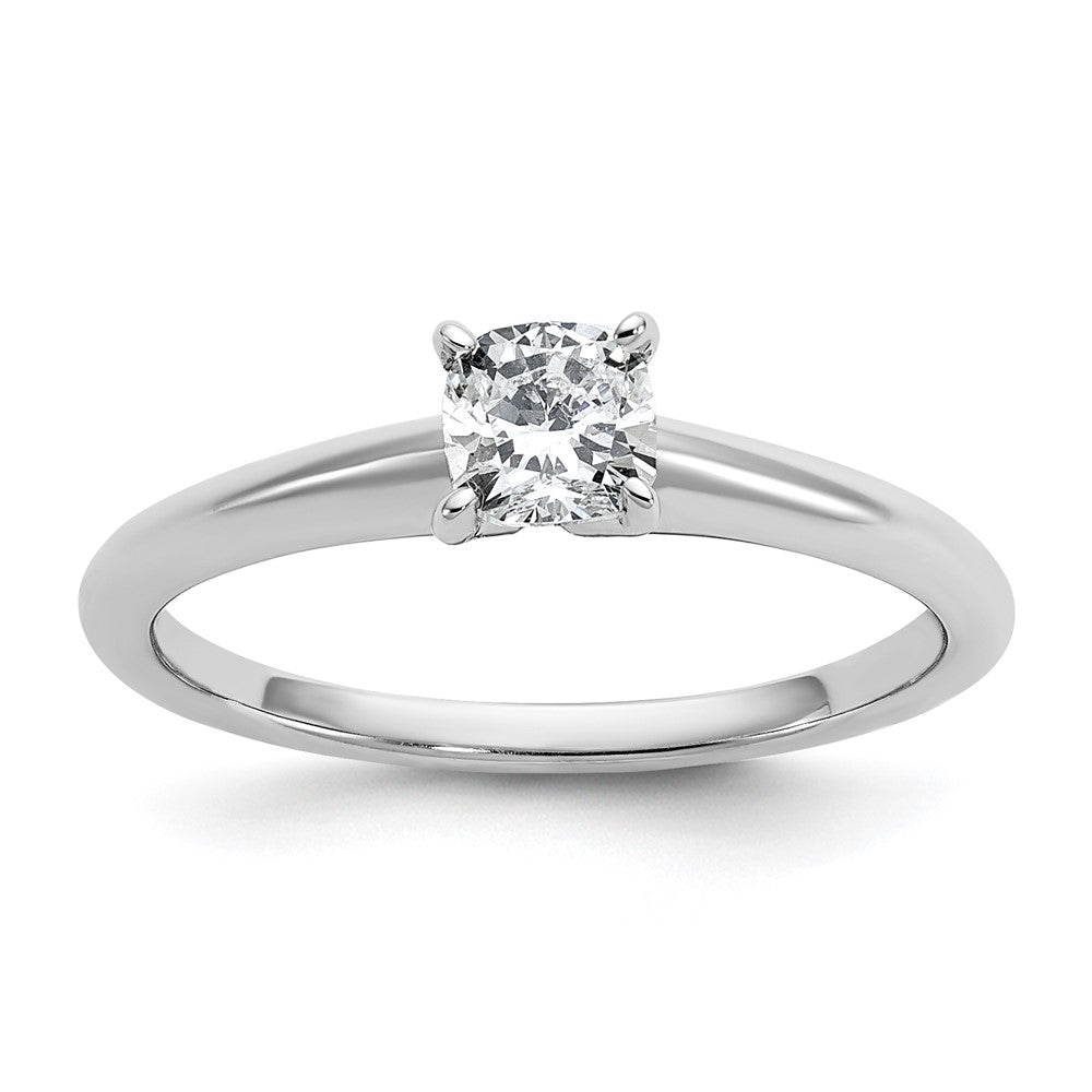 14K White Gold 1/2 carat Certified Lab Grown Diamond VS+ F+ Cushion Complete Solitaire Engagement Ring