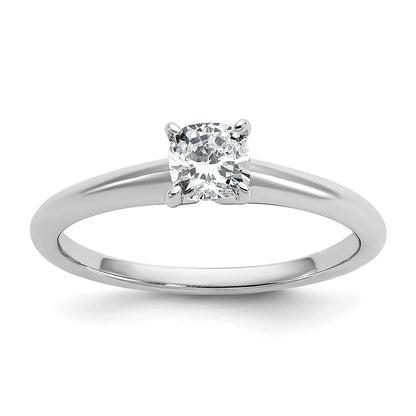 14K White Gold 1/2 carat Certified Lab Grown Diamond VS+ F+ Cushion Complete Solitaire Engagement Ring