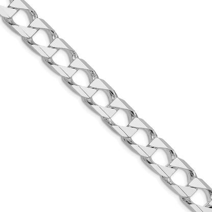 Sterling Silver Rhodium-plated 10.3mm D/C Square Curb 20 Inch Chain