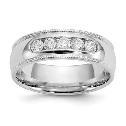 True Origin 14K White Gold Men's 1/2 carat Lab Grown Diamond VS+ F+ Size 9 Complete Miligrain Wedding Band Ring