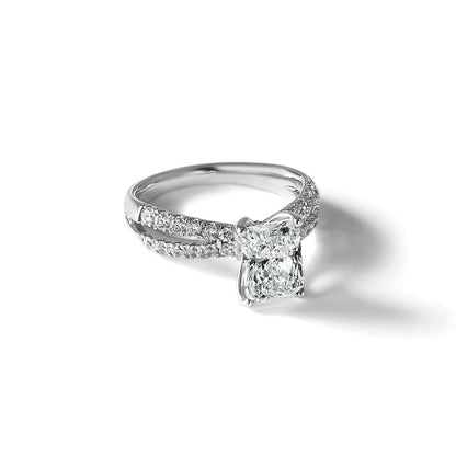 True Origin 14K White Gold 2 5/8 carat Lab Grown Diamond VS+ F+ Complete Radiant Engagement Ring