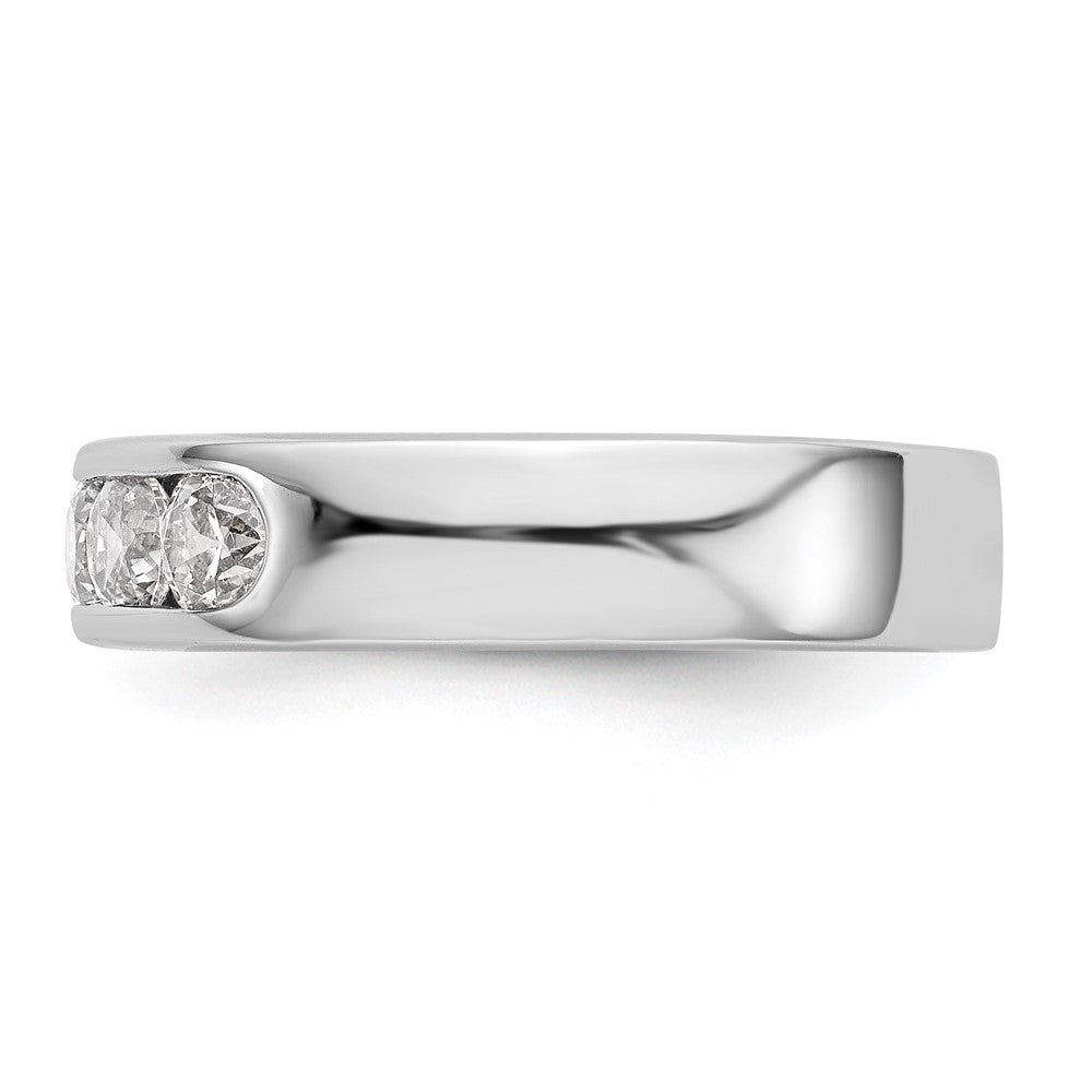 True Origin 14K White Gold Men's 1 carat Lab Grown Diamond VS/SI  D E F  5 Stone Channel Wedding Band Ring