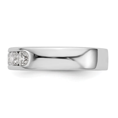 True Origin 14K White Gold Men's 1 carat Lab Grown Diamond VS/SI  D E F  5 Stone Channel Wedding Band Ring