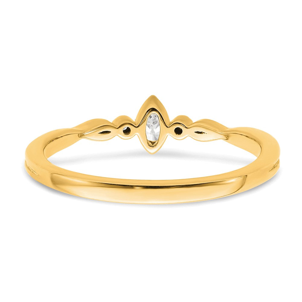 14K Yellow Gold Beaded Edge Petite 3-Stone 1/15 carat Marquise Diamond Complete Promise/Engagement Ring