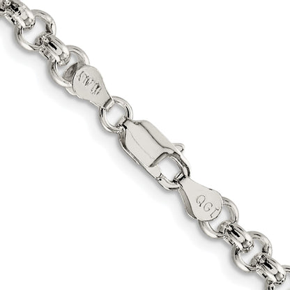 Sterling Silver Rhodium-plated 5mm Rolo 30 Inch Chain