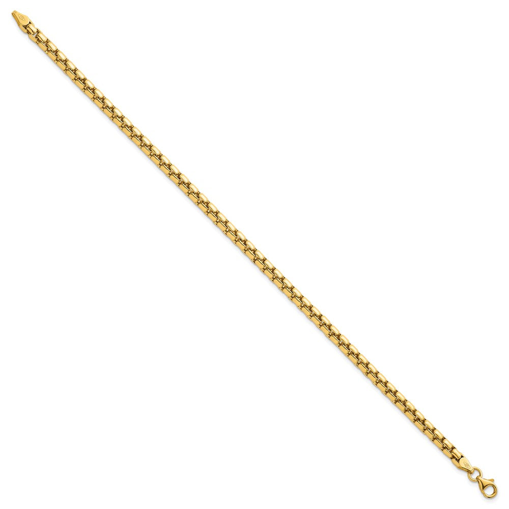 14K Yellow Gold Polished 4.25mm Rounded Box Chain 8.5 Inch Mens Bracelet