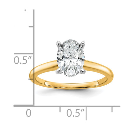 14K Two-Tone Gold 1 1/2 carat Lab Grown Diamond VS+ F+ Oval Complete Solitaire Engagement Ring