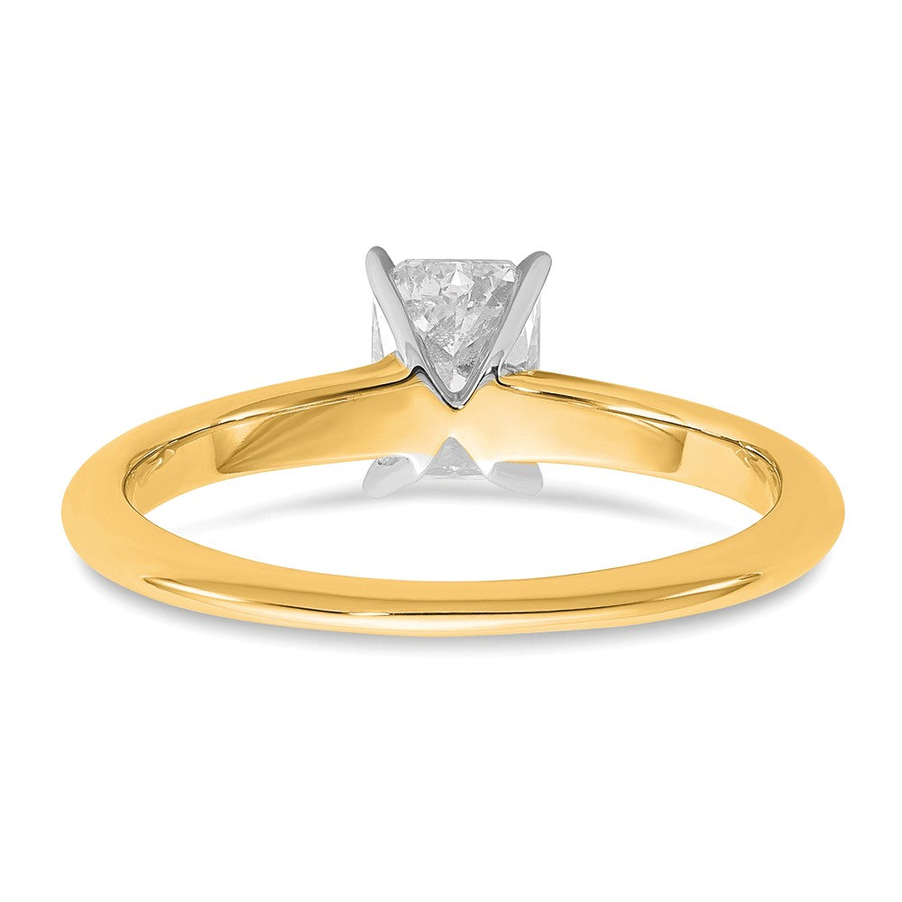 14K Two-Tone Gold Two-tone 3/4 carat Certified Lab Grown Diamond VS+ F+ Radiant Solitaire Complete Engagement Ring