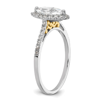 14K Two-Tone Gold Two-tone Halo (Holds 3/4 carat (9.0x4.5mm) Marquise Center) 1/3 carat Diamond Semi-mount Engagement Ring