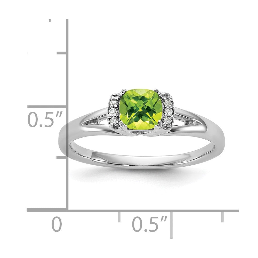 14K White Gold Polished Diamond and Peridot Fashion Ring