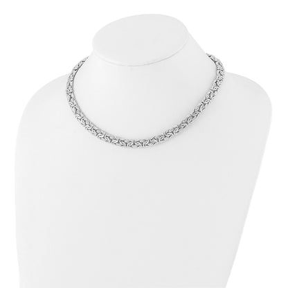 Sterling Silver Rhodium-plated 8.25mm Byzantine Link 17in Necklace