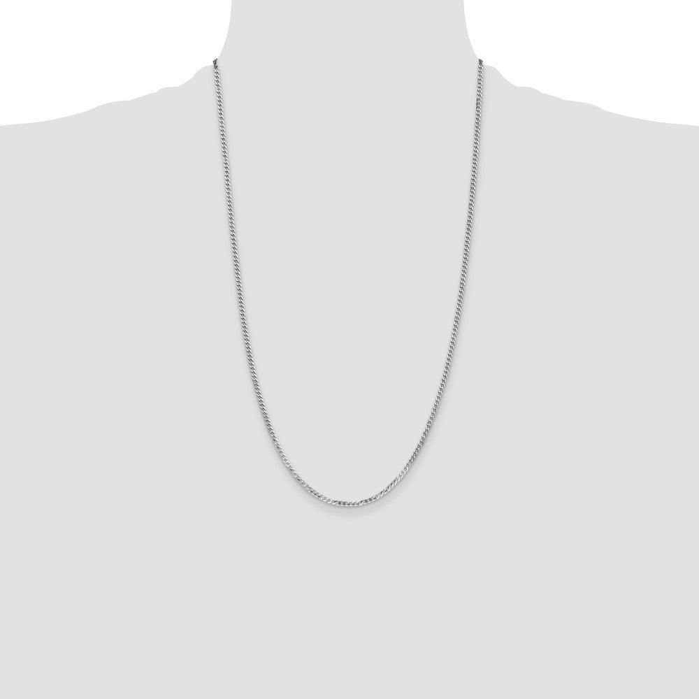 14K White Gold 2.2mm Flat Beveled Curb 26 Inch Chain