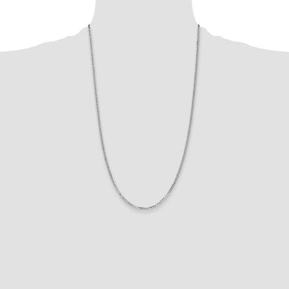 14K White Gold 2.2mm Flat Beveled Curb 26 Inch Chain