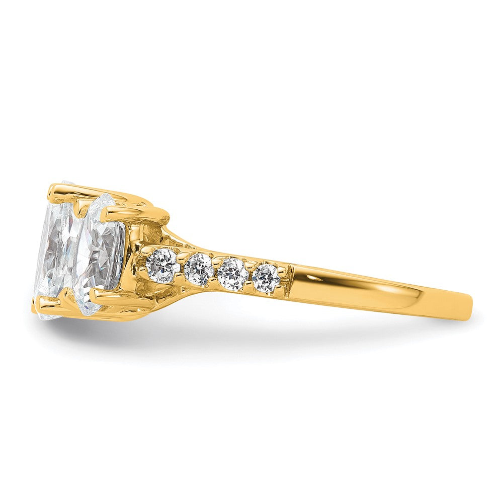 14K Yellow Gold 2 3/4 carat Certified Lab Grown Diamond VS/SI+ G+ Oval Complete Three Stone Engagement Ring
