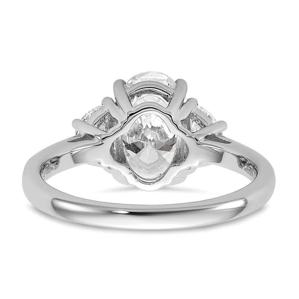 14K White Gold 2 1/2 carat Certified Lab Grown Diamond VS/SI+ G+ Complete Oval and Half Moon Three Stone Engagement Ring