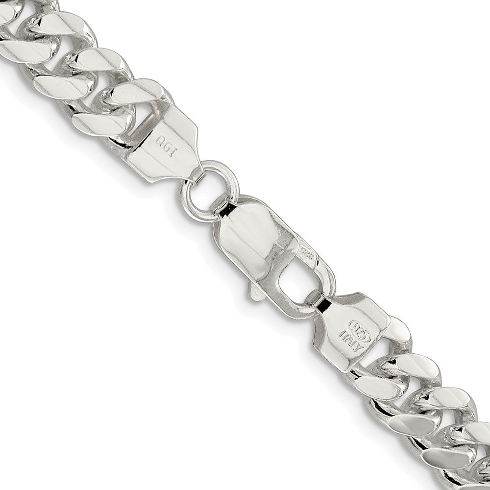 Sterling Silver Rhodium-plated 7.8mm Polished Domed Curb 22 Inch Chain
