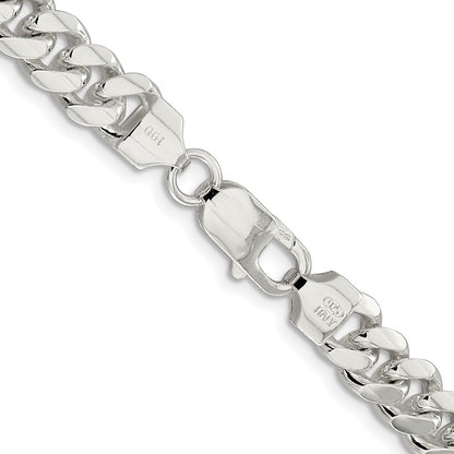 Sterling Silver Rhodium-plated 7.8mm Polished Domed Curb 22 Inch Chain