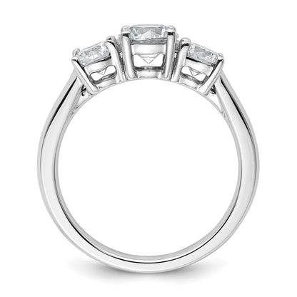 14K White Gold 1 1/2 carat Certified Lab Grown Diamond VS+ F+ Three Stone Complete Engagement Ring