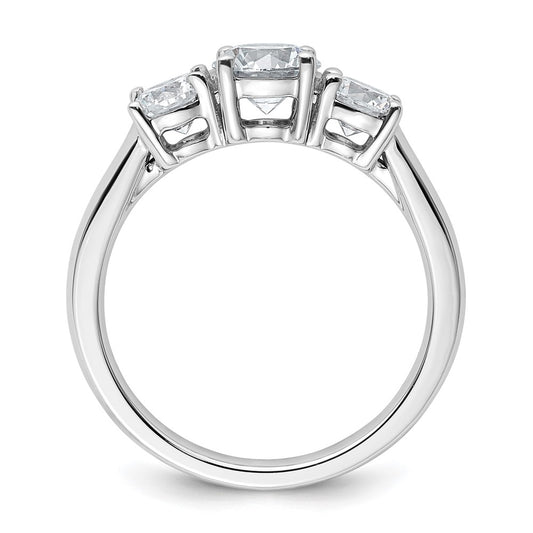 14K White Gold 1 1/2 carat Certified Lab Grown Diamond VS+ F+ Three Stone Complete Engagement Ring