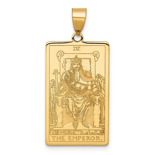 14K Yellow Gold The Emperor Tarot Card Pendant