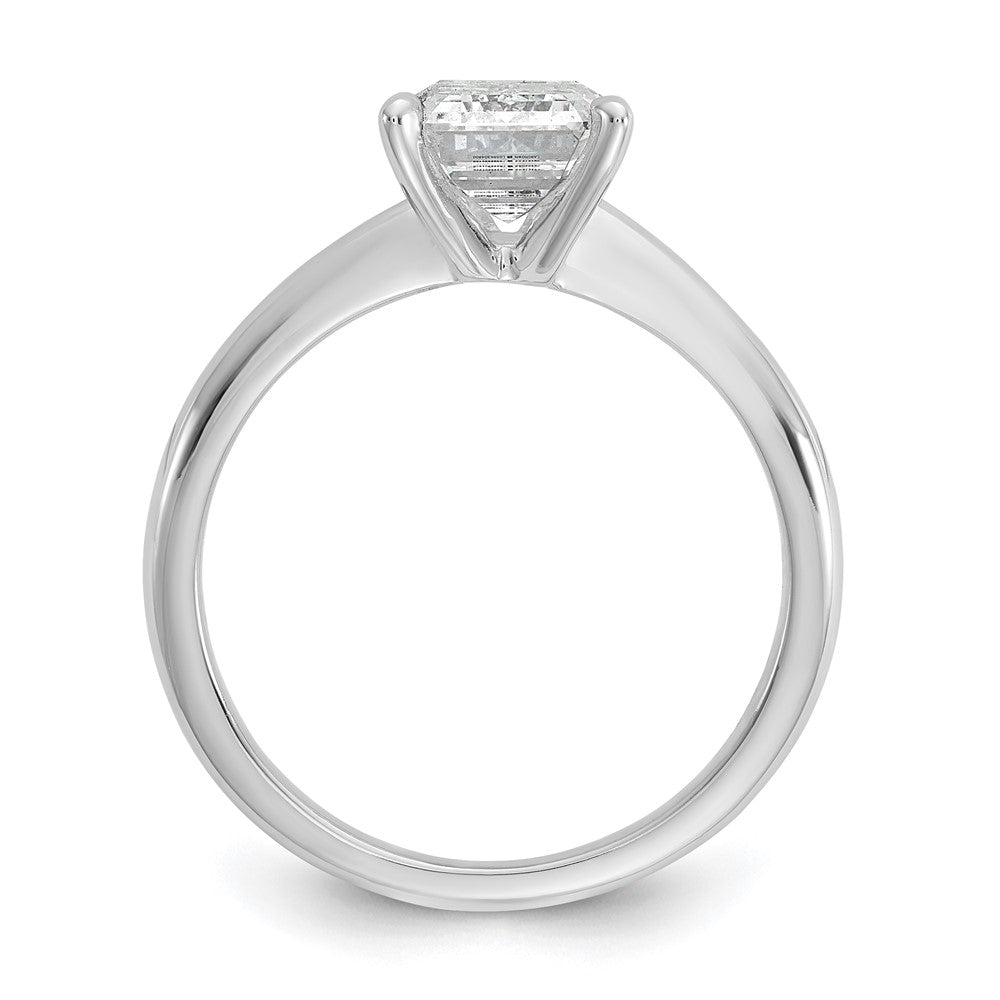 14K White Gold 2 carat Lab Grown Diamond VS+ F+ Emerald Solitaire Complete Engagement Ring