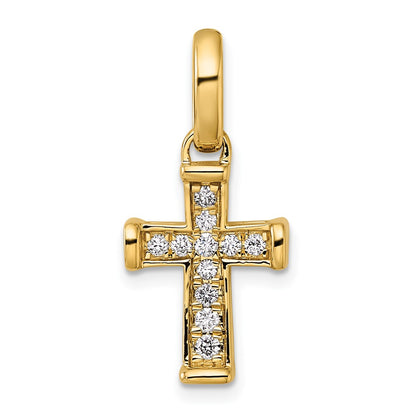 14K Yellow Gold Small 1/5 carat Diamond Latin Cross Pendant