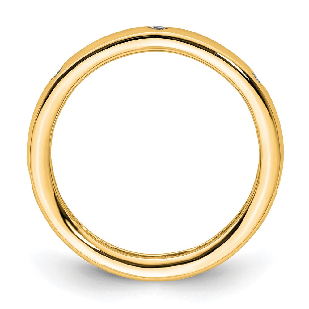 14K Yellow Gold Polished Size 4.5 Bezel-set 1/10 carat Diamond Complete Eternity Wedding Band Ring
