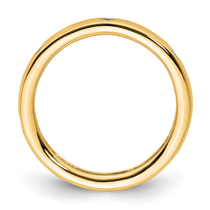 14K Yellow Gold Polished Size 4.5 Bezel-set 1/10 carat Diamond Complete Eternity Wedding Band Ring