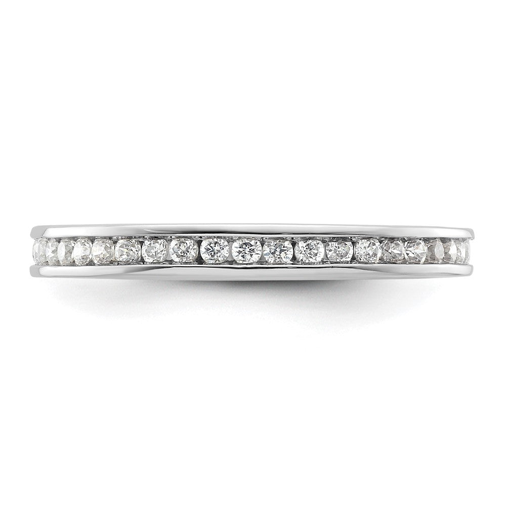 14K White Gold Polished Size 8.5 Channel-set 1/2 carat Diamond Complete Eternity Wedding Band Ring