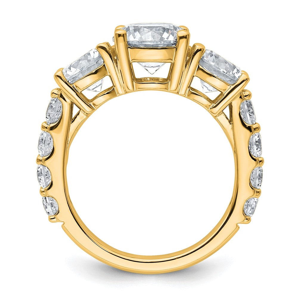 True Origin 14K Yellow Gold 5 carat Lab Grown Diamond VS+ F+ Complete Round Three Stone Ring
