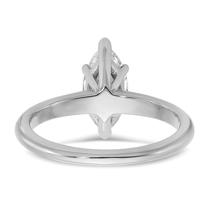 14K White Gold 1 carat Certified Lab Grown Diamond VS+ F+ Marquise Solitaire Complete Engagement Ring