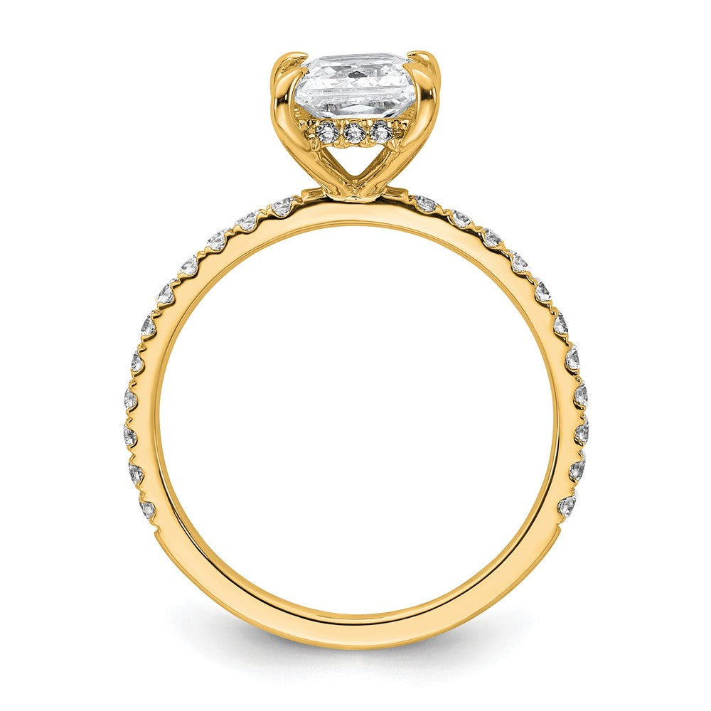 14K Yellow Gold 2 carat Certified Lab Grown Diamond VS/SI+ G+ Princess Complete Solitaire with Flair Engagement Ring